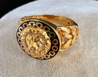 Handmade 22K Solid Gold Ring, Gold Lion Head Ring, Leo Zodiac Astrology, Stylish Leo Zodiac Jewelry, Gold Lion Men's Ring, Animal Rings