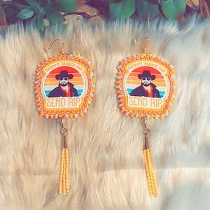 Yellow Stone RIP beaded earrings