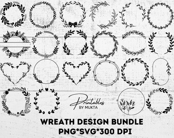 Wreath svg bundle | circle svg bundle | floral wreath svg | heart laurel wreath svg | wedding wreath svg | wreath monogram svg circle frame