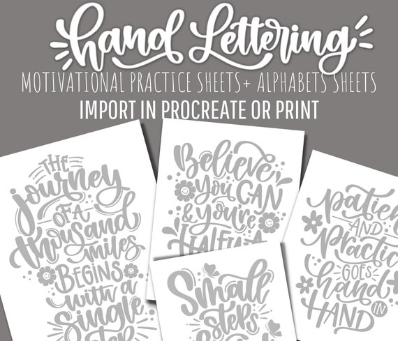 Hand Lettering Procreate Practice Sheets | Calligraphy Workbook (PDF)