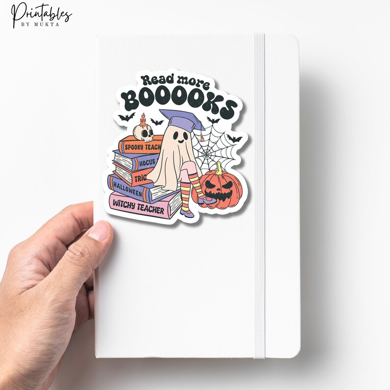 Boooooks PNG, Retro Halloween PNG, Digital Sublimation Design, Trick Or Treat PNG, Books Lover, Book Ghost Png, Print File, Digital Download image 4