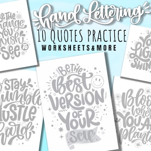 Hand Lettering Workbook| Motivational Quotes Practice Sheets| Digital Lettering | Procreate Lettering| Hand lettering practice sheets