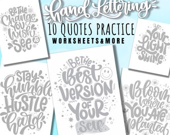 Hand Lettering Practice Sheets | Motivational Quotes (Digital Download)