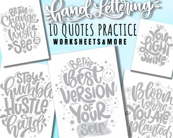 Hand Lettering Workbook| Motivational Quotes Practice Sheets| Digital Lettering | Procreate Lettering| Hand lettering practice sheets