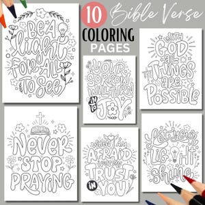 Hand Lettered Bible Verse Coloring Pages|printable Bundle for ...