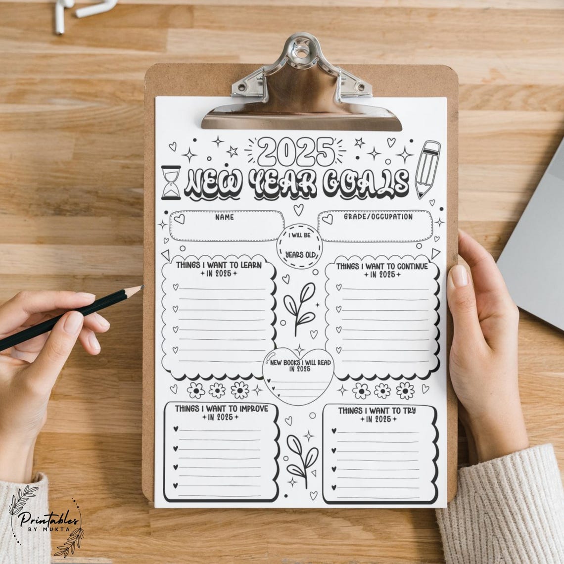 New Year’s Resolution Printable for Kids – Year in Review and Goals for ...