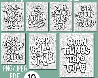 Motivational Quotes, Coloring Pages For Teen And Adults, Positive Affirmation Coloring Page, Therapy Printables, Anxiety Relief Activity