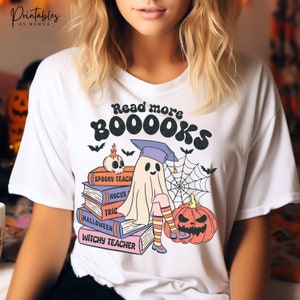 Boooooks PNG, Retro Halloween PNG, Digital Sublimation Design, Trick Or Treat PNG, Books Lover, Book Ghost Png, Print File, Digital Download image 3
