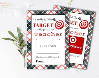 Teacher Appreciation Gift Card Printable, We Are On Target Back To School Gift Card Holder, 1st Day Thank You Teacher DIY Instant Download