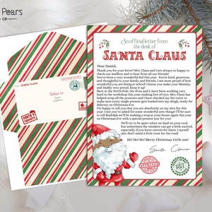 Black Santa Letter, Carta personalizada de Santa, Plantilla imprimible Carta de Santa, Descarga instantánea DIY editable c01
