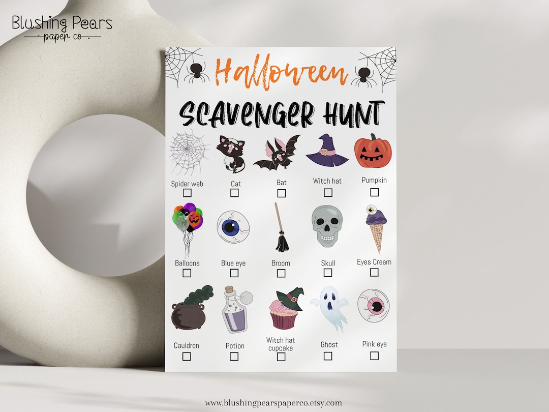 Halloween Scavenger Hunt - Kids Halloween Game Printable - Printable ...