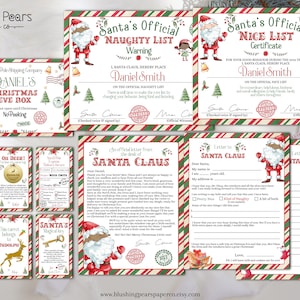 Black Santa Christmas Eve Box kit, Carta de Santa, Certificado de Niza, Etiquetas Etiquetas, Carta a Santa, Plantilla imprimible, DIY editable c01