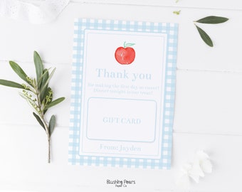 Teacher Appreciation Gift Card Printable, Back To School Gift Card Holder for Teacher, 1st Day Thank You Teacher DIY Instant Download