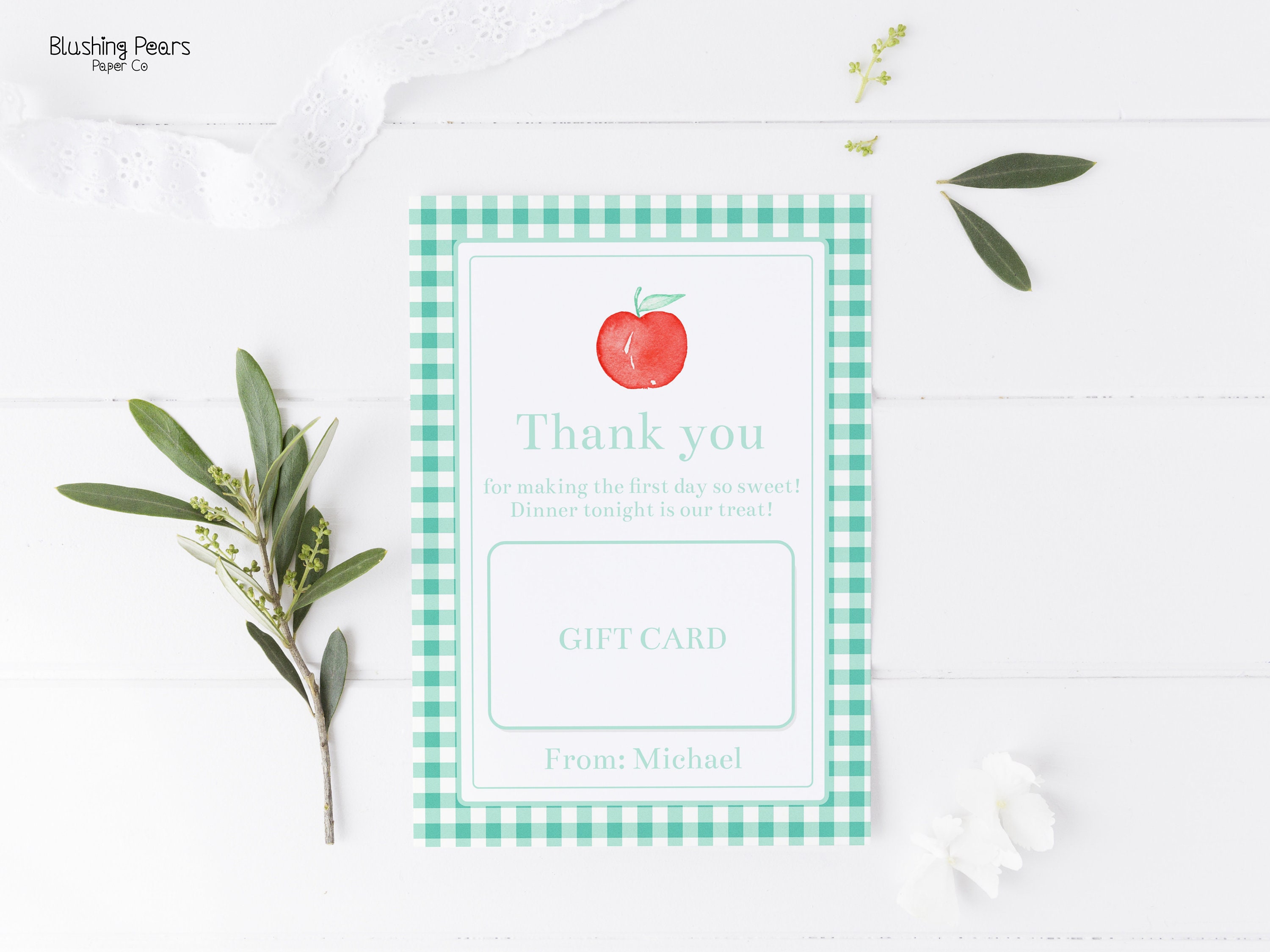 Teacher Appreciation Gift Card Printable, Back to School Gift Card ...