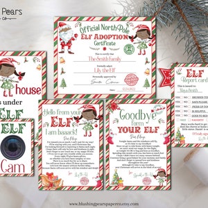 Black Elf Letter Kit BUNDLE, Elf Arrival Letter, Goodbye Letter, Girl Elf Adoption, Elf Report, Digital Template Printable, Editable DIY c01