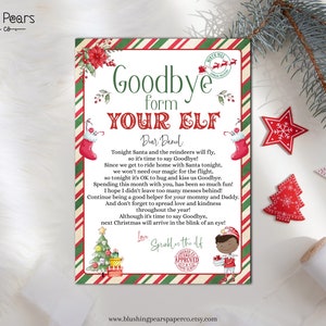 Black Boy Elf Goodbye Letter, From Black Elf Bye for Now Letter, Goodbye Letter From Your Elf, Digital Template Printable Editable DIY c01