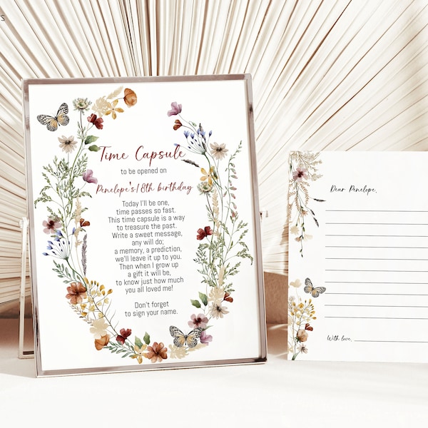 Wildflower 1st Birthday Time Capsule, Our Wildflower Is Turning One Time Capsule, Garden Time Capsule, Digital Printable WB01