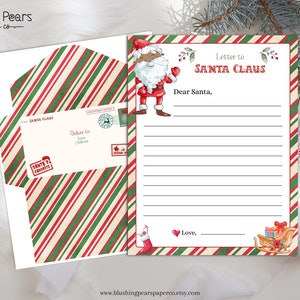 Carta de Papá Noel Negro, Carta Personalizada a Papá Noel, Plantilla Imprimible Carta de Papá Noel, Descarga Instantánea DIY Editable c01