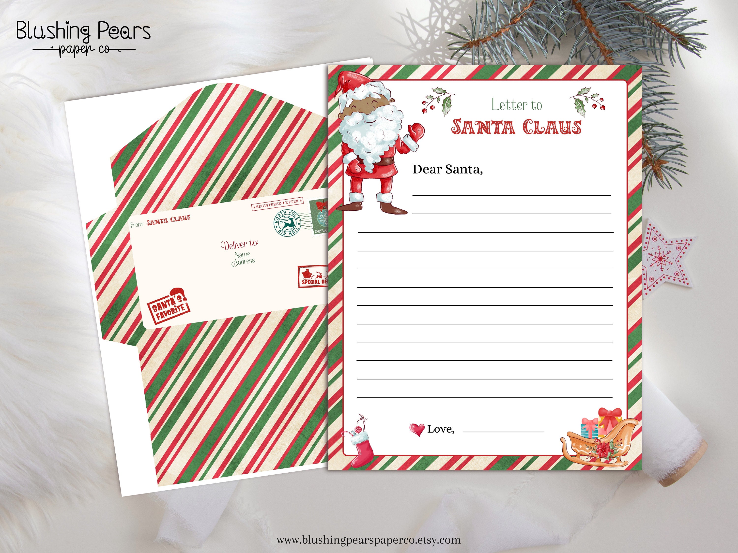 Black Santa Letter, Personalized Letter to Santa, Printable Template ...