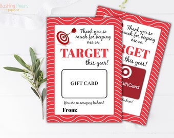 Teacher Appreciation Gift Card Printable, We Are On Target Back To School Gift Card Holder, 1st Day Thank You Teacher DIY Instant Download