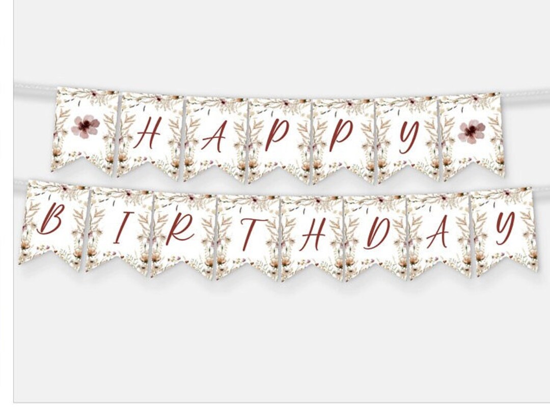 Happy Birthday Banner, Wildflower Birthday Banner, Wild One Birthday ...