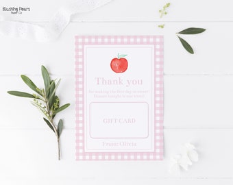 Teacher Appreciation Gift Card Printable, Back To School Gift Card Holder for Teacher, 1st Day Thank You Teacher DIY Instant Download
