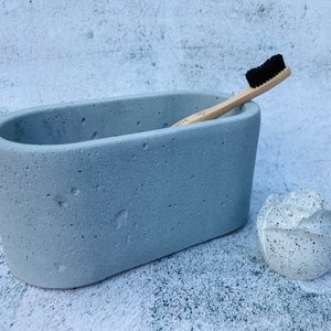 Pot et plateau pour succulentes Rangement de bureau en jesmonite organiseur de maquillage Pot de rangement pour salle de bain avec vide-poche Moon Rock (no tray)