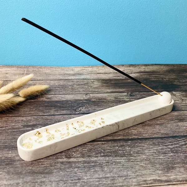 Handmade oblong incense holder | ceramic joss stick holder | minimalist home decor gift | incense ash catcher