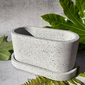 Pot et plateau pour succulentes Rangement de bureau en jesmonite organiseur de maquillage Pot de rangement pour salle de bain avec vide-poche image 6