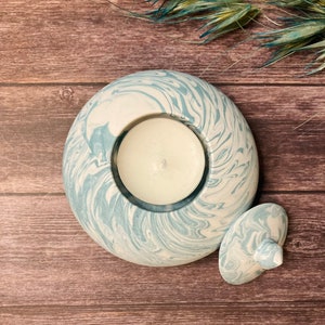 Handmade marble chunky tea light holder with lid | ring dish | personalised candle holder | Gift for her