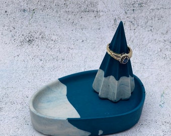 Handmade marbled jewellery dish set | ring holder | jewellery tray | trinket dish