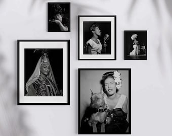 Black Woman Icons, Black & White Photography Print, Black Hollywood Art, Vintage Portrait, Wall Decor, Gallery Wall Set, Black History Month