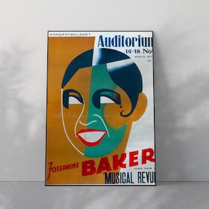 Josephine w Sztokholmie | Josephine Baker Plakat, Czarny Hollywood, Vintage Plakat Wydruki, Sztuka Czarnych Kobiet, Sztuka Ścienna Retro
