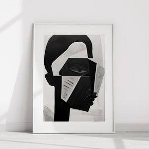 Black Man Wall Art | Black and White Abstract Art | Black Digital Art | Black Modern Wall Art | Printable Art