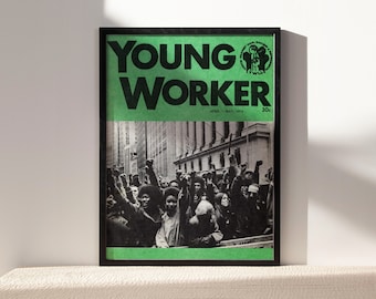 Young Worker | Vintage Poster Print, Retro Wall Art, African American Art, Magazine Prints