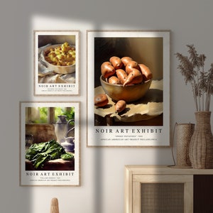Soul Food Set of 3 Art Prints | Exhibition Poster | Thanksgiving Wall Art | African American Art | Kitchen Prints