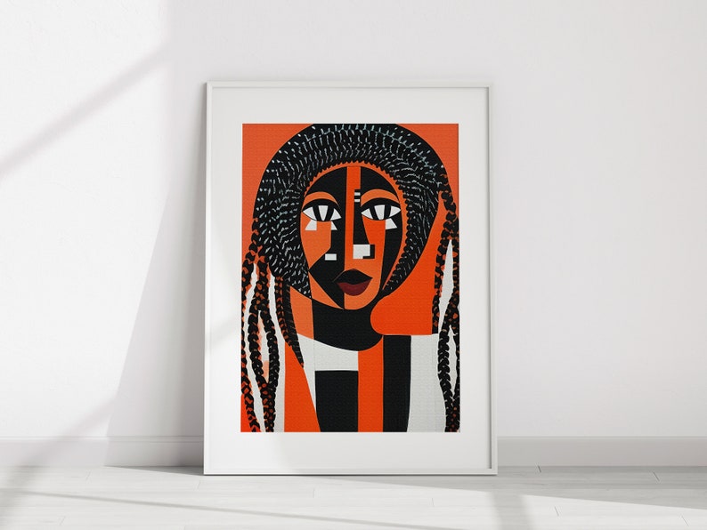 Black Woman Wall Art Black and White Abstract Art Black Digital Art