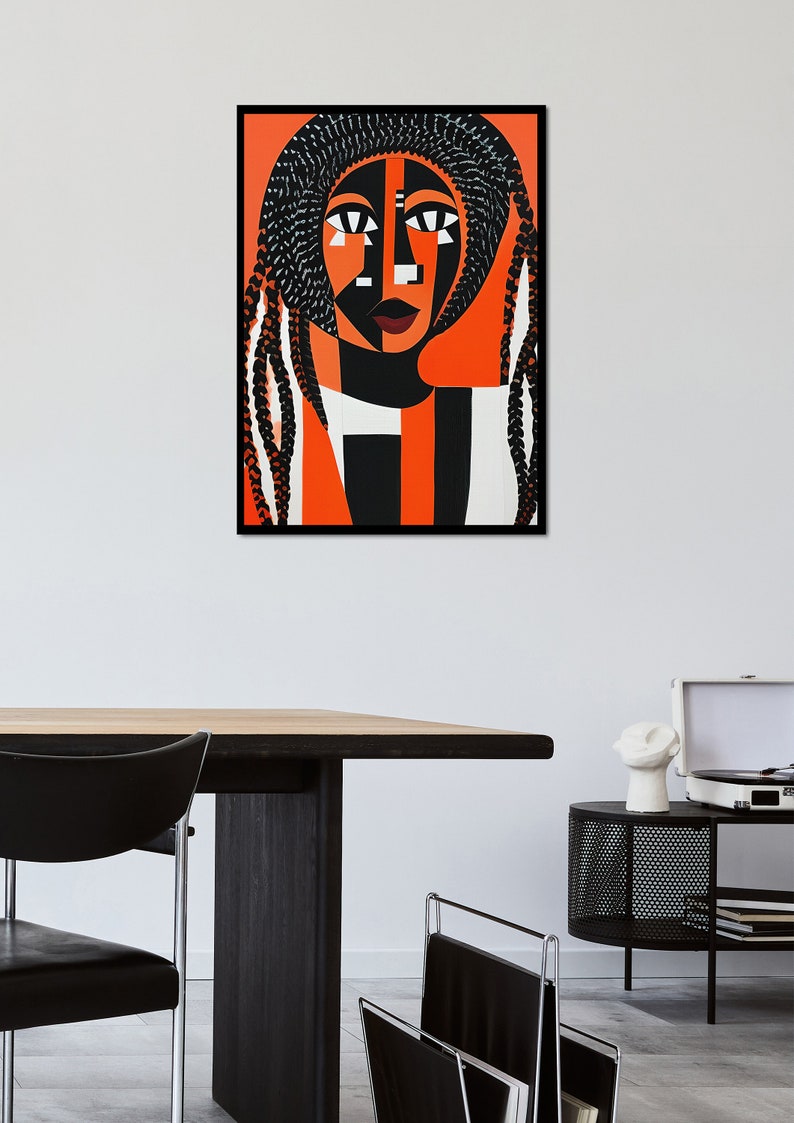 Black Woman Wall Art Black and White Abstract Art Black Digital Art