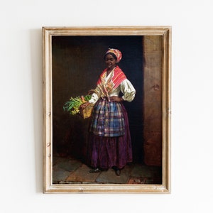 Market Woman, Black Woman Art, Fine Art Prints, Oil Painting Print, Vintage Art Prints, African Art, Black Art, Instant Download