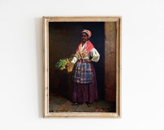Market Woman, Black Woman Art, Fine Art Prints, Oil Painting Print, Vintage Art Prints, African Art, Black Art, Instant Download