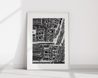 Abstrakte Schwarz-Weiß-Kunst | Moderne Wandkunst | Stammeskunst | Afrikanische Wandkunst | Digitaler Download