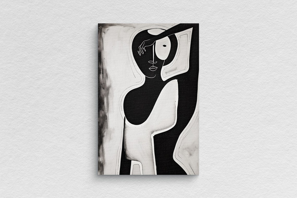Black Woman Wall Art | Black and White Abstract Art | Female Figure Art ...