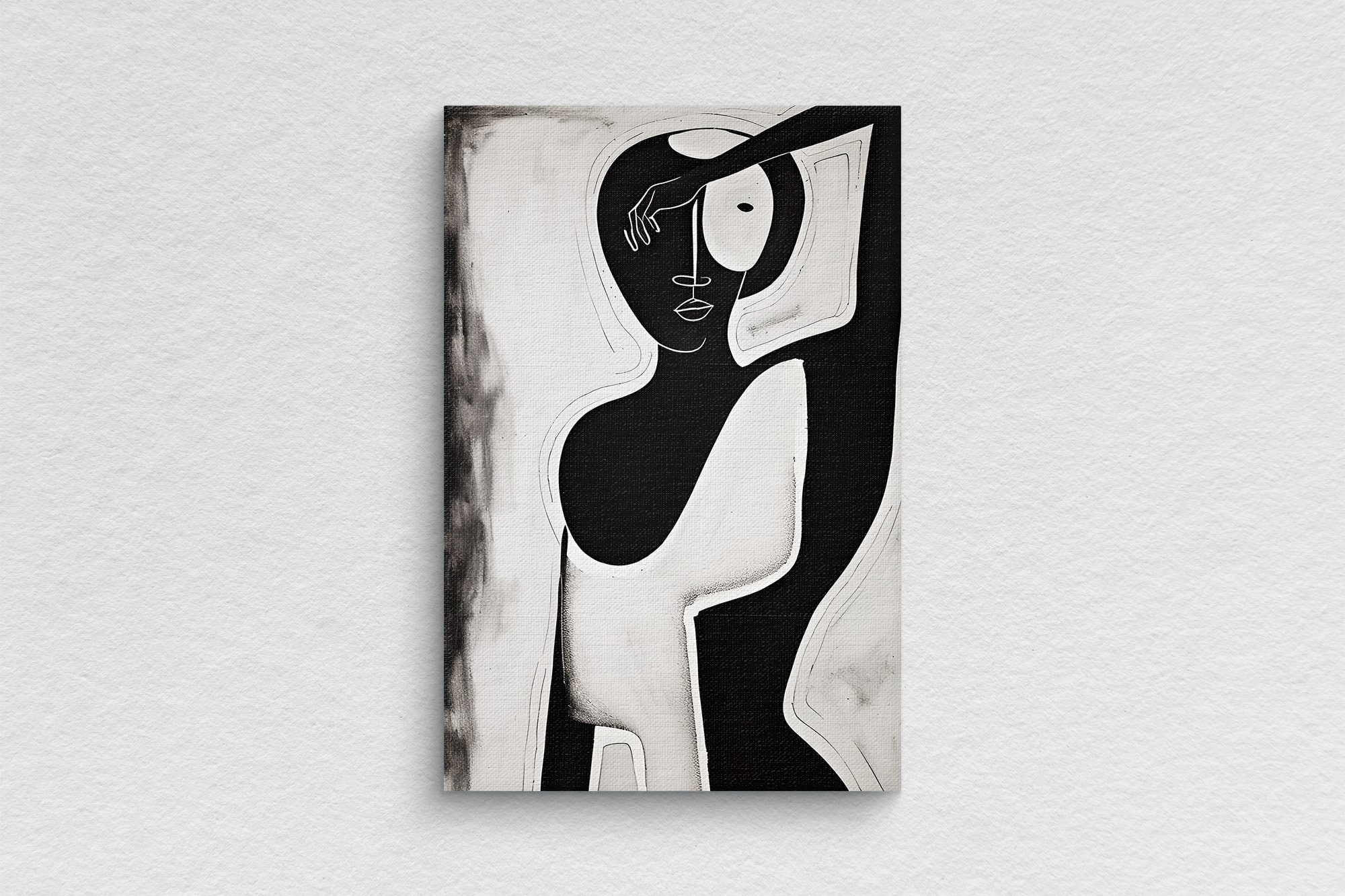 Black Woman Wall Art Black and White Abstract Art Female Figure Art