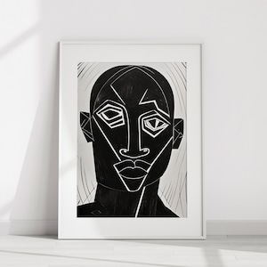 Black Man Wall Art | Black and White Abstract Art | Black Digital Art | Black Modern Wall Art | Printable Art