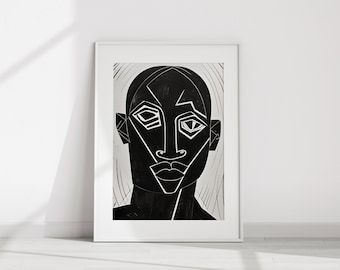 Black Man Wall Art | Black and White Abstract Art | Black Digital Art | Black Modern Wall Art | Printable Art