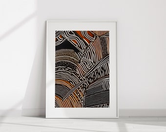 Schwarz und Braune Abstrakte Kunst | Moderne Wandkunst | Wohnzimmer Kunst | Afrikanischer Druck | Digitaler Download