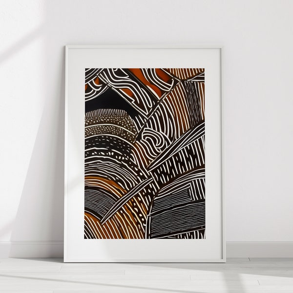 Black and Brown Abstract Art | Modern Wall Art | Living Room Art | African Print | Digital Download