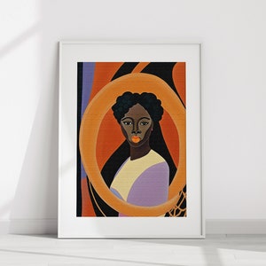 Schwarze Frau Wandkunst | Bunte Abstrakte Kunst | Schwarz Digital Art | Schwarzes Mädchen Wandkunst | Druckbare Kunst