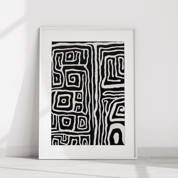 Black and White Abstract Art | Modern Wall Art | Living Room Art | Tribal Wall Print | Digital Download