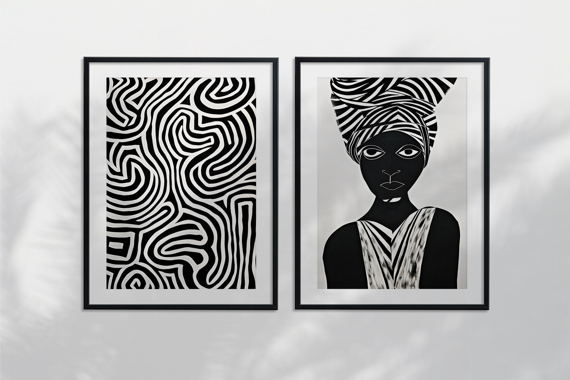 Black and White Abstract Art | African Woman Wall Art | Living Room Art ...